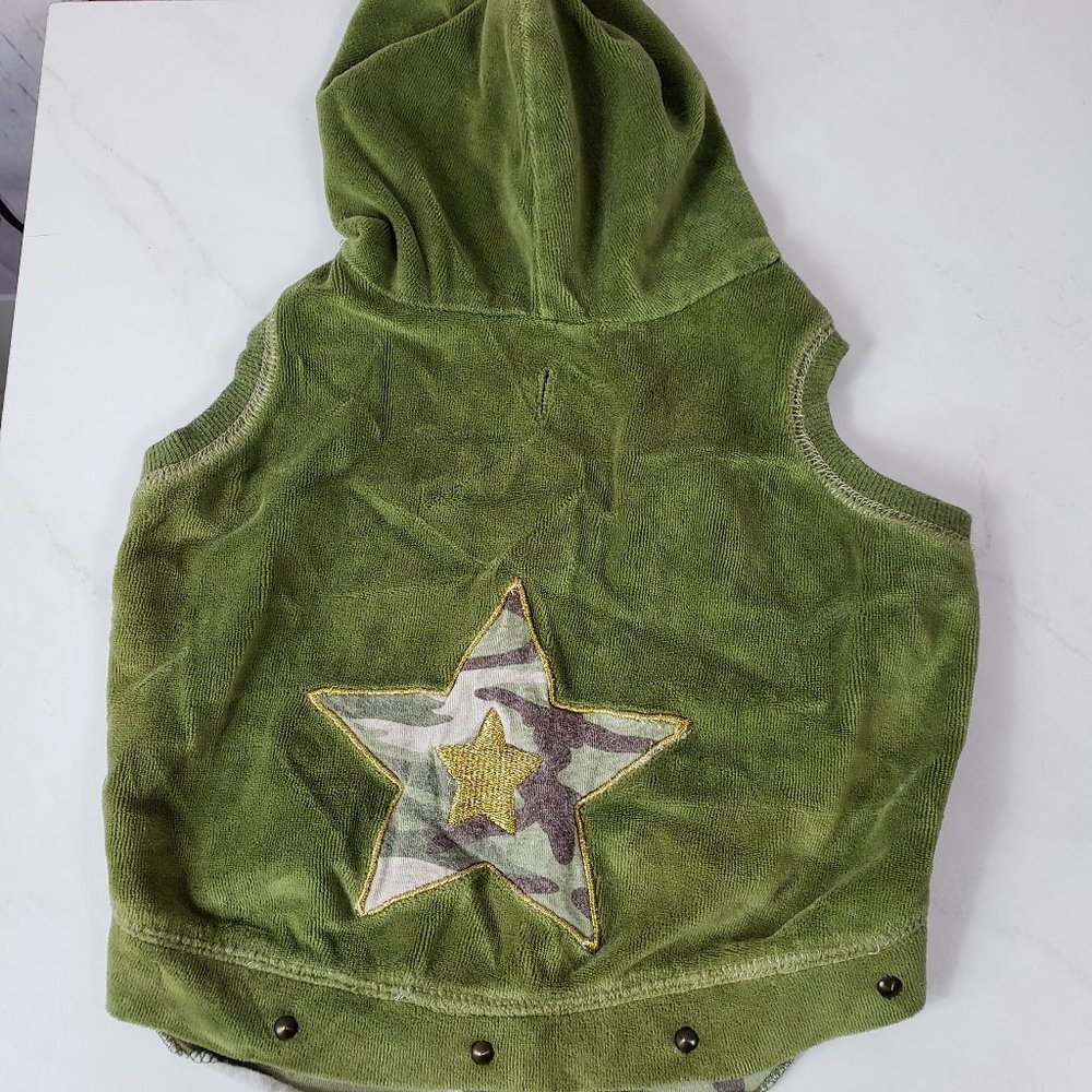 MM Dog Velour Hoodie Size Medium Starr Pullover Green